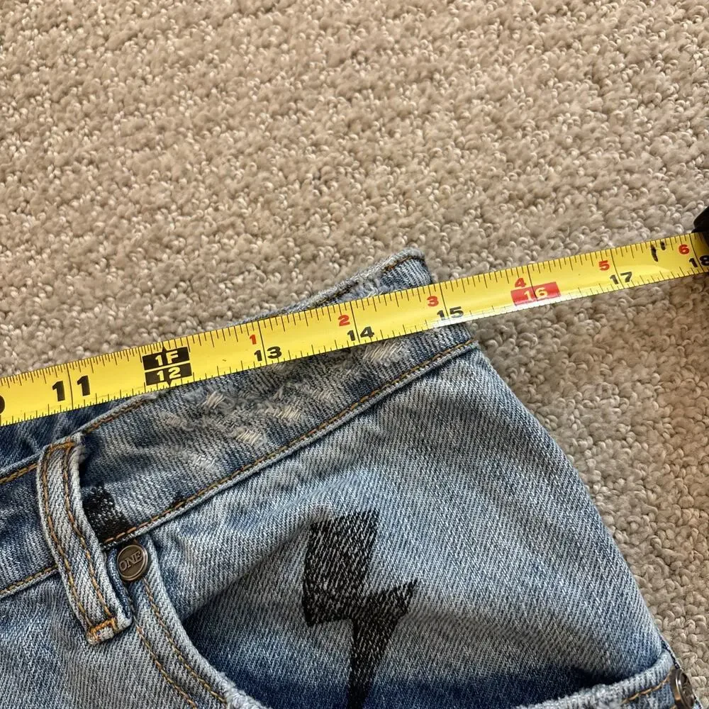 One Teaspoon High Waist Bonita Lightning Bolt High Rise Mom Denim Short Sz 29 - Picture 5 of 9